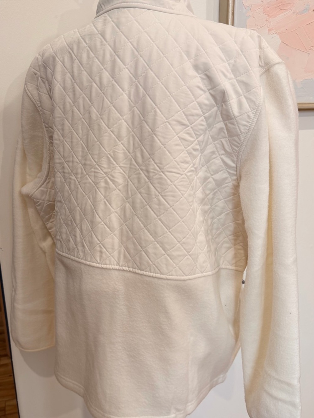 Eddie Bauer Cream Quilted / Fleece Full Zip Jacket Cream - Picture 6 of 12
